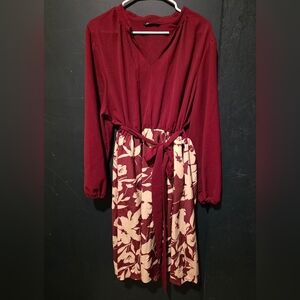BloomChic Burgundy and Beige Floral Dress